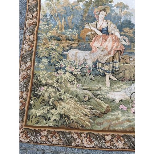 Vintage French Aubusson Style Jacquard Tapestry, 1970s For Sale - Image 4 of 18