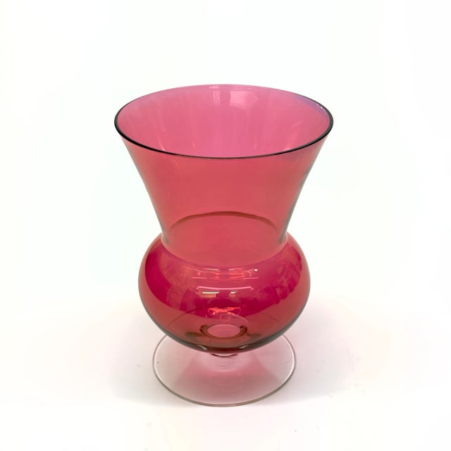 Mid 20th Century Saturated Pink Glass Vase Curation - Group of 5 For Sale - Image 4 of 12