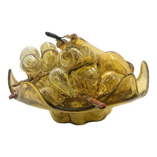 1950s Amber Glass Fruit in Bowl Centerpiece | 11 Pieces For Sale