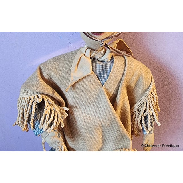 Antique Vintage Male Gaucho Cloth & Wire Hand-Made Doll, South American Cowboy, 1940s For Sale - Image 4 of 8