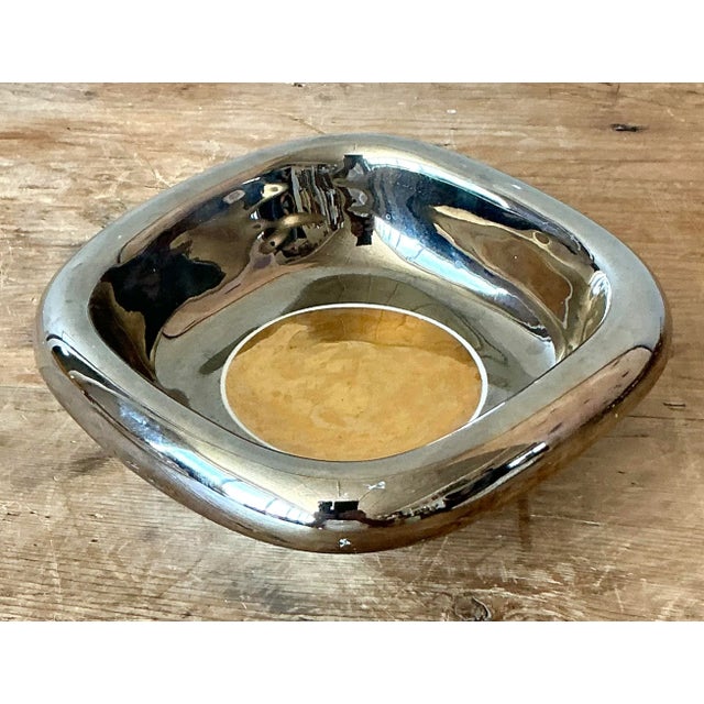Mid-Century Modern Vintage Italian Metallic Ceramic Bowl For Sale - Image 3 of 7
