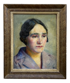 Female Portrait, 1930, Oil Painting on Wood Panel, Framed