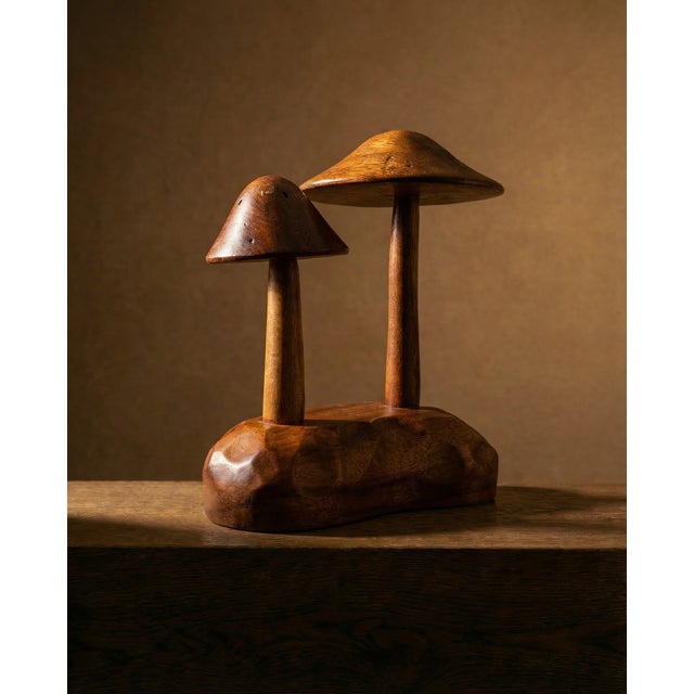 Hand carved wooden mushrooms, from the Philippines.