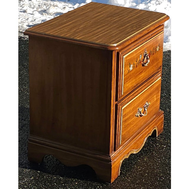 Late 20th Century Henry Link Furniture Ornate and Partial Gilt Two Drawer Nightstand For Sale - Image 5 of 8