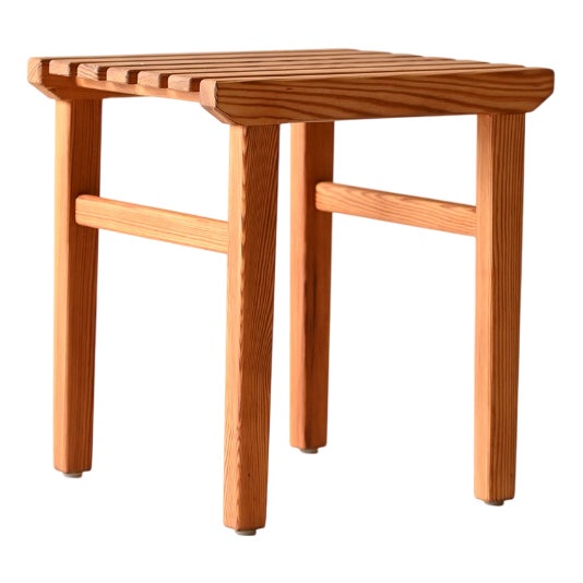 Scandinavian Slatted Pine Ottoman, 1960s For Sale