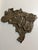 Late 20th Century hand forged bronze map of Brazil with dimensional topography. Unsigned. Artist unknown.