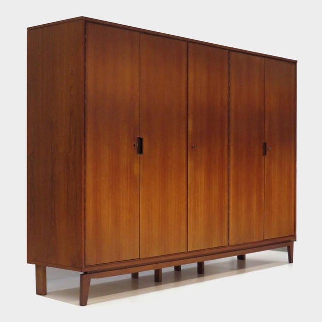 1960s Large Mid-Century Modern 5-Door Wardrobe in Teak, 1960s For Sale - Image 5 of 8