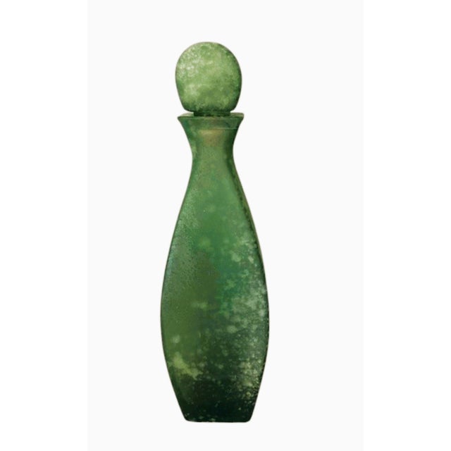 Vintage Mid-Century Modern Green Aventurine Stone Decanter With Spherical Stopper For Sale - Image 9 of 10