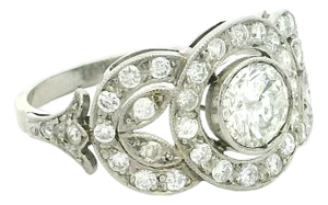 Vintage Platinum Diamond Halo Ring With 0.85 Ct Center – Late Art Deco, Size 8