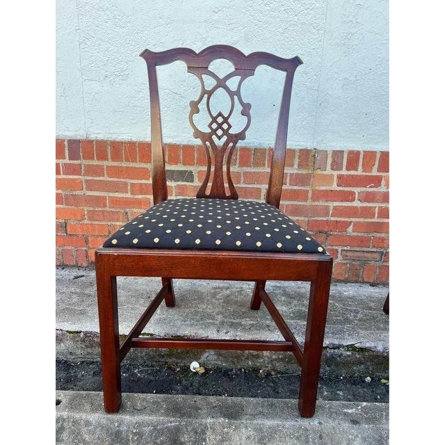 1960s Vintage Chippendale Style Solid Cherry Dining Chairs- Set of 8 For Sale In Washington DC - Image 6 of 12