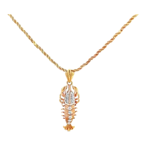 18k Gold Diamond Lobster Pendant