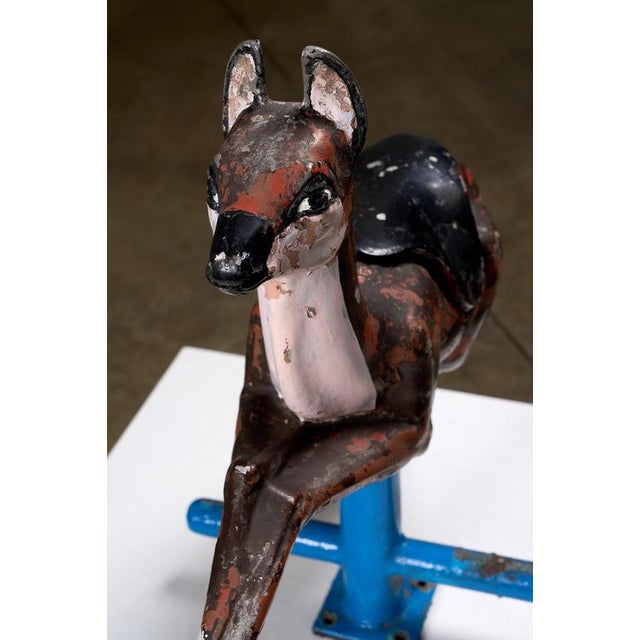 Mid-Century Playground Carousel Deer Sculpture with Patina, 1960s For Sale - Image 3 of 6