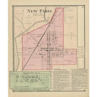 Antique Map of New Paris and Morning Sun, 1871 For Sale