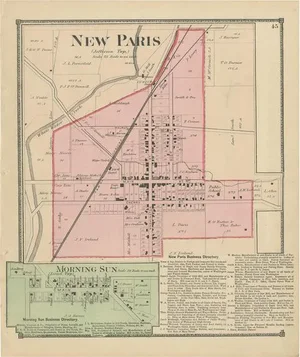 Antique Map of New Paris and Morning Sun, 1871