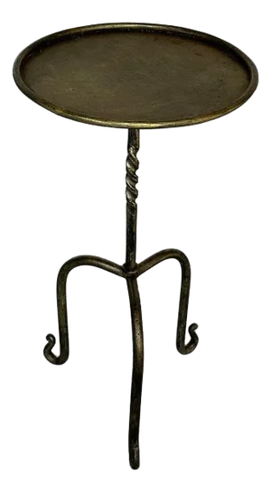 Gilt Iron Drinks Table on an Elevated and Scrolled Tripod Base