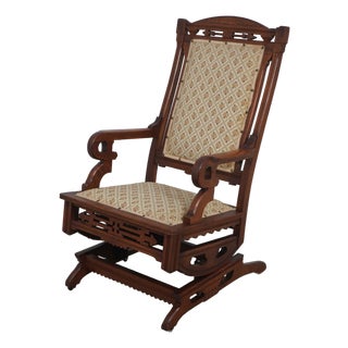 F. Mohr & Co Eastlake Victorian Walnut Rocking Chair Rocker Glider For Sale