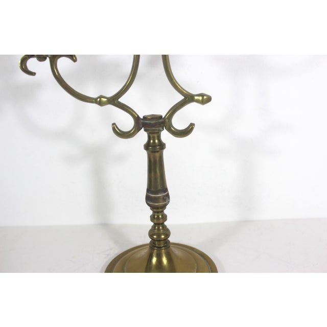 Brass Vintage Tall Brass Three Arm Candelabra For Sale - Image 8 of 8
