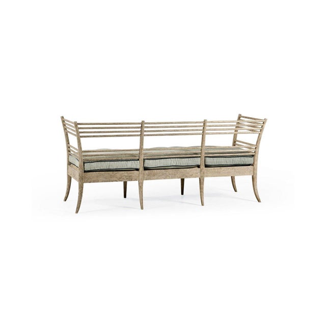 Wood Neoclassical Gustavian Slatted Wood Bench Sofa For Sale - Image 7 of 14
