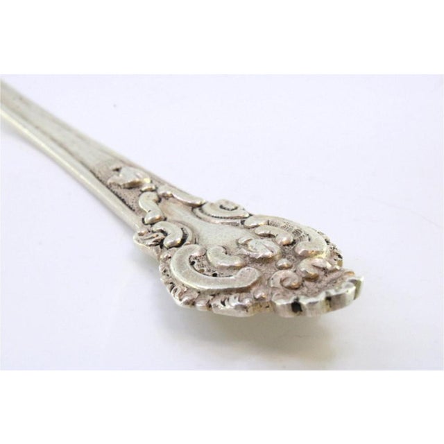 Silver Spaghetti Spoon with Grooves and Reliefs For Sale - Image 5 of 7