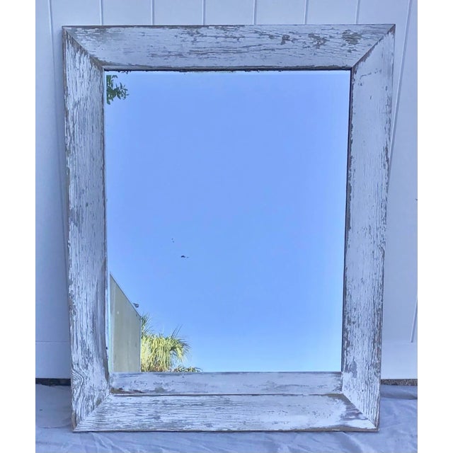 Late 20th Century Vintage White Painted Cedar Mirror For Sale - Image 5 of 7