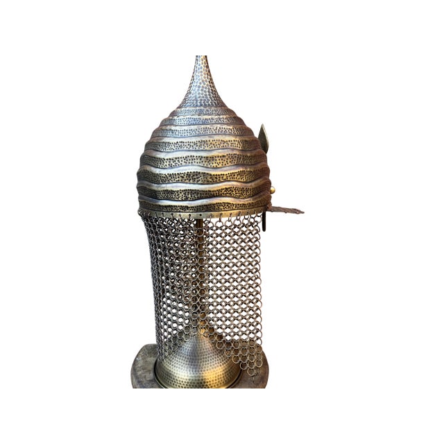 Gothic Fluted Brass Warrior Helm For Sale - Image 3 of 15