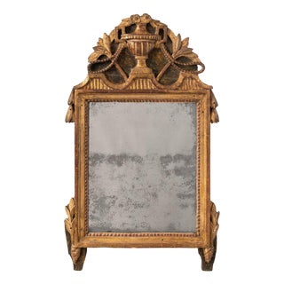 Late 18th Century French Louis XVI Crested Gilt Wood Mirror For Sale