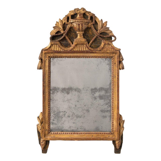 Late 18th Century French Louis XVI Crested Gilt Wood Mirror For Sale