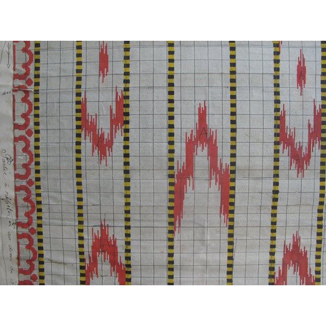Abstract Antique Textile Design Gouache on Paper For Sale - Image 3 of 5