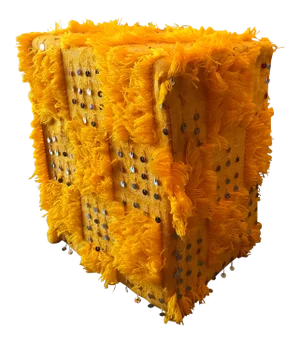 Orange Moroccan Sequined Wedding Blanket Hand - Made Ottoman/ Stool