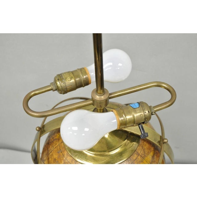 Vintage Italian Regency Style Brass & Wood Old World Globe Table Lamp by Hart For Sale - Image 11 of 18