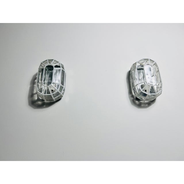 Metal Pair of Glass Wall Lamps by Glashütte Limburg, 1960s For Sale - Image 7 of 12