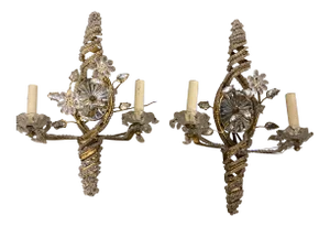1930s French Gilt Metal Twisted Sconces