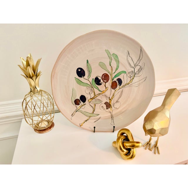 Pottery Barn Handcrafted in Italy Olive Branch Ceramic Serving Platter - Discontinued Pattern For Sale In Charleston - Image 6 of 7
