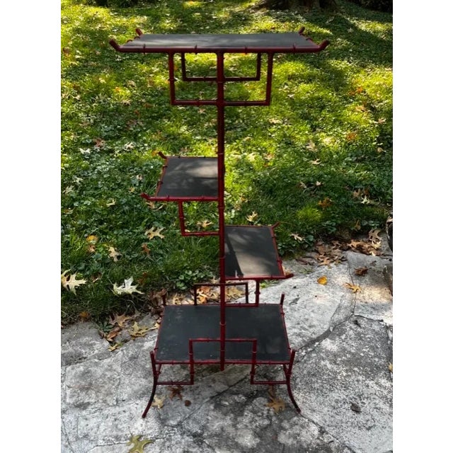 Red Late 20th Century Chinoiserie Red Plant Stand For Sale - Image 8 of 11