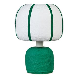 Margate Green Cotton Mache Table Lamp For Sale