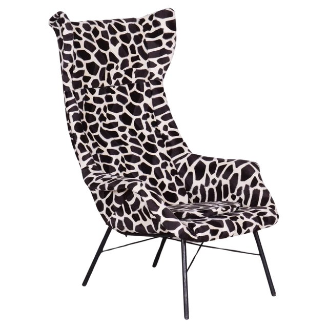 Wingchair with mitation Giraffe Fur from Miroslav Navratil, Czechia, 1950s For Sale
