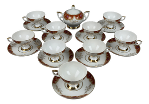 Vintage Finest Porcelain Tea Coffee Service for Nine People, Set of 19