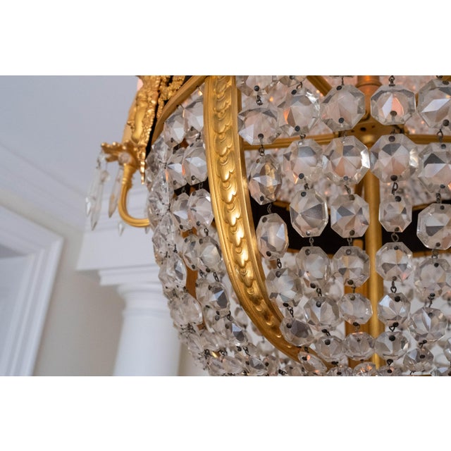 1900 - 1909 Vintage French Empire Bronze & Crystal Early 20th Century Chandelier For Sale - Image 5 of 9
