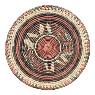 Vintage African Nigeria Flat Woven Wall Basket Place Mate For Sale