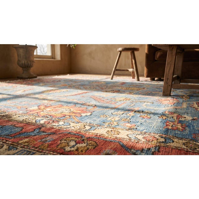 1880s Teal Blue Geometric Antique Central Asian Silk Khotan "Kashgar" Rug 9' X 13' Handknotted Wool Carpet For Sale - Image 14 of 16
