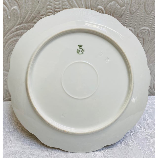 1900 - 1909 Antique Art Nouveau Hand Painted Wild Pink Roses Studio Vienna Cabinet Plate For Sale - Image 5 of 6