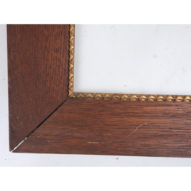 English Antique Oak and Giltwood Picture Frame For Sale - Image 3 of 7