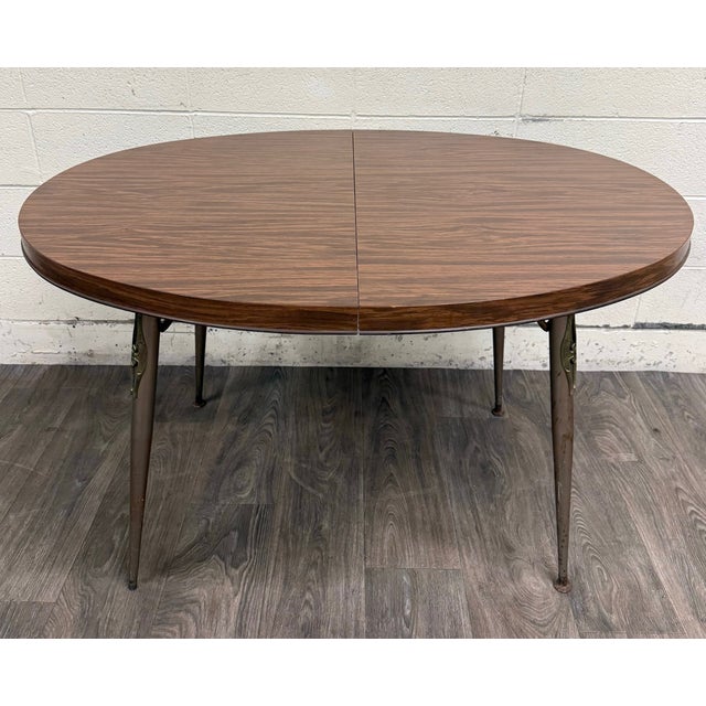 Vintage Mid Century Modern Folding Laminate Top Oval Dining Table For Sale - Image 4 of 12