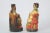Pair of Chinese Wood Carved Polychrome and Gilt Decorated Figures For Sale - Image 4 of 12