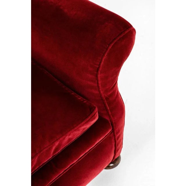 Red Victorian Red Velvet Armchair For Sale - Image 8 of 13