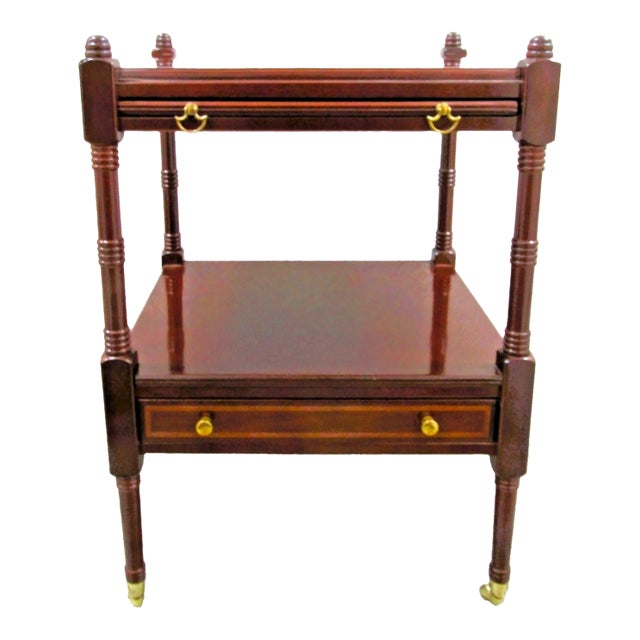 1980s Bombay Regency Style Cherry Finish Two Tier Side End Table For Sale