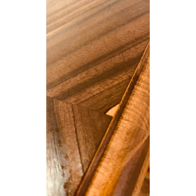 Vintage Mid-Century Modern Side, End, Lamp Table With Intricate Geometric Patterned Pieced Wood Inlay Top in the Style of Henning Kjaernulf For Sale - Image 9 of 12