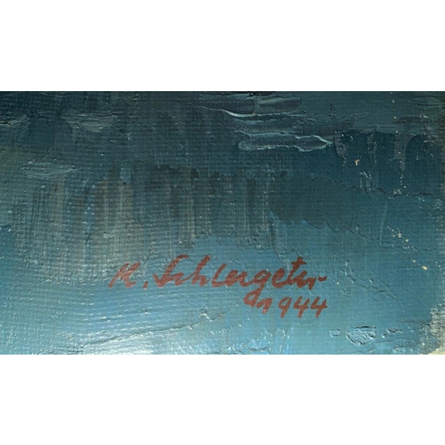 Karl Schlageter, River Landscape Water Expressionism, 1944, Oil on Canvas, Framed For Sale - Image 3 of 13