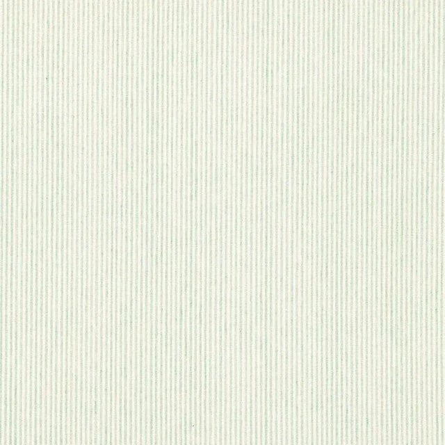 Sample - Schumacher Wesley Ticking Stripe Fabric in Aqua For Sale