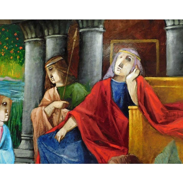 Wood Sunol Alvar "Josef Ante Faraon"Artwork Oil Painting on Board Framed Hand Signed For Sale - Image 7 of 9